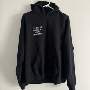 Black Graphic Hoodie - It's Okay To Unfollow People